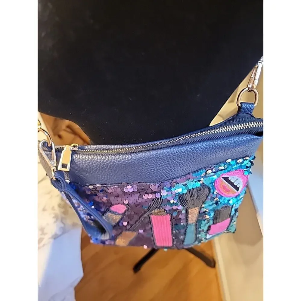 Festive Sequinned Cross‎ Body Makeup Bag Purse Clutch